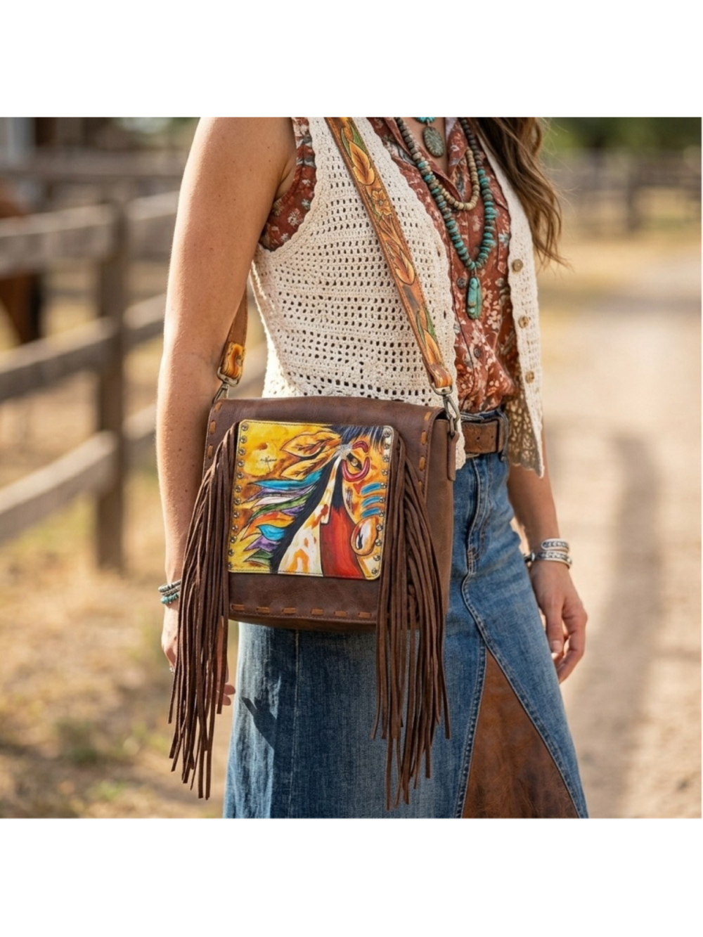 Amercian Darling Wilder Spirit Horse Crossbody with fringe